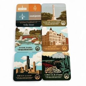 Willis Tower Chicago Neighborhood Cork Coaster Set of 6
